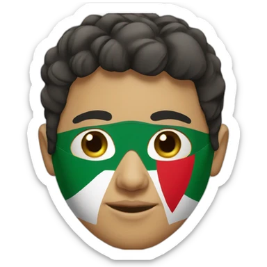 The face of a boy wearing a Palestinian mask  sticker
