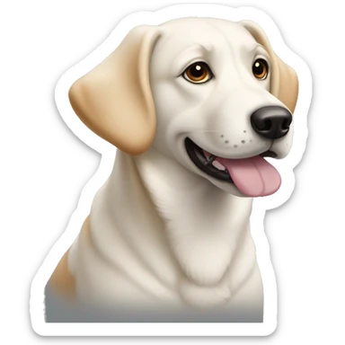 a big white dog looking like a mix of corgi and labrador but looking more like a labrador sticker