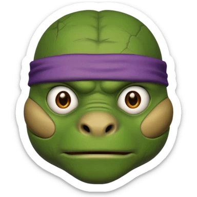 Donatello from Teenage Mutant Ninja Turtles, emoji style, head only, with a serious expression sticker