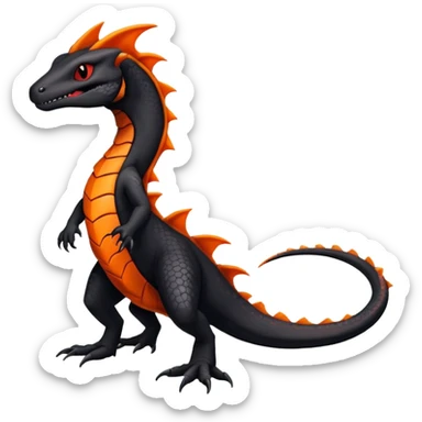 Black an Orange Salandit-Salazzle-Draco-Drakeon-Fakémon-creature-hybrid sticker