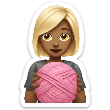 girl with yarn ball pink blond sticker