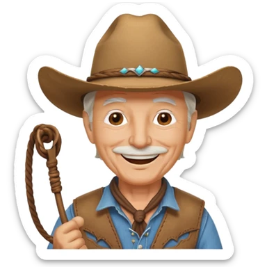 Give this emoji 🤠 a whip make it an old white guy with a whip  sticker