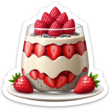 chia seed pudding with red fruit toppings sticker