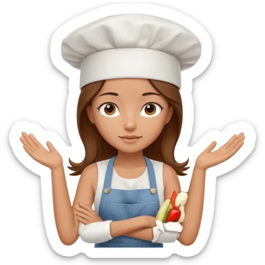 Sexy Full body  pretty
Long brown hair brown eyed female chef wearing white tank top, denim shorts and chef hat arms folded sticker