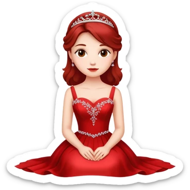 A beautiful girl wearing a red wedding dress sitting sticker