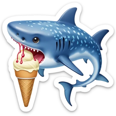 Whale shark eating ice cream sticker