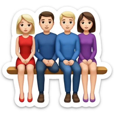 Two woman’s legs seen from the side and a man’s head between the two legs sticker