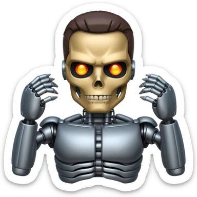 Creates an emoji with the image of the state of Arnold Schwarzenegger from the Terminator sticker
