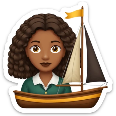 Crie um emoji que tenha o cabelo castanho médio, de cumprimento no peito, que tenha uma franja no tamanho da sobrancelha, com os olhos escuros e que use uma regata preta sticker