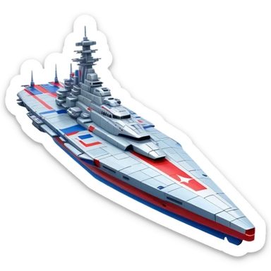 Enormous Russian battle cruiser spaceship with red white and blue markings sticker