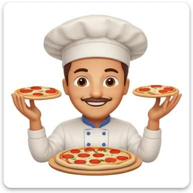 smiling Italian chef spinning pizza dough sticker