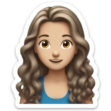 White girl with long brown hair and brown eyes she may be very happy around her many fireworks blue colour sticker