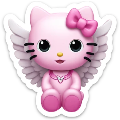 Pink hello kitty with wings sticker