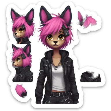 Edgy modern punk techwear anthro furry by Falvie, LiLaiRa, AngieWolf sticker