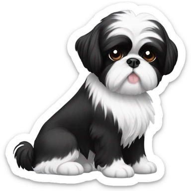 black and white shih tzu with a black head and  sticker
