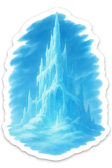 ghibli style ice, magical, soft lighting, blue hues sticker