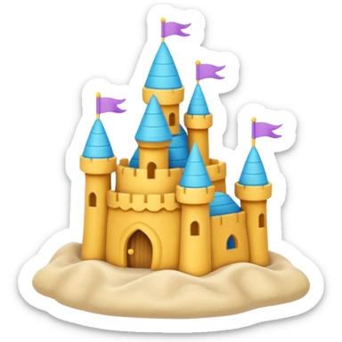 Make the plush jellycat sand castle toy more colorful with vibrant and pastel details, keep the soft plush look, no background, soft plush toy style sticker