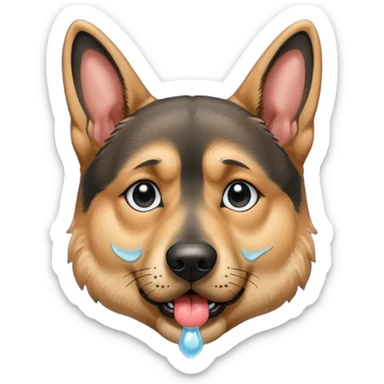 all black german shepherd face crying large tears looking sad sticker