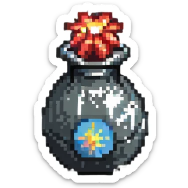 bomb power up item with unlit closed fuse sticker