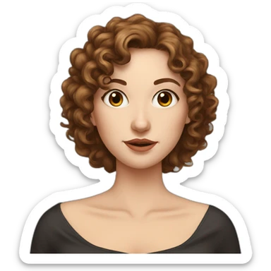 white woman-designer with brown curly hair, wears Off Shoulder Batwing Tank shows love sticker