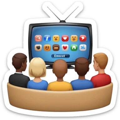 personas debatiendo revisando una tv sticker