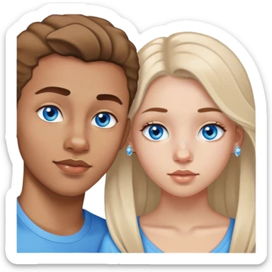 Biracial girl and white boy with light brown hair and blue eyes. The girl should have a nose rind diamond  sticker