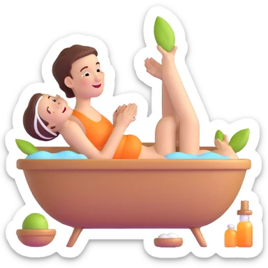 relaxing spa wellness treatment with happy face sticker