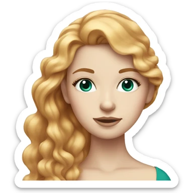 white girl with strawberry blonde hair and teal eyes  sticker