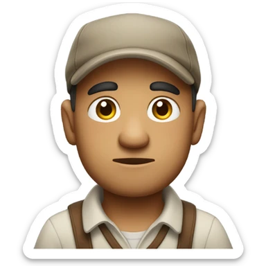 "A neutral-looking villager with plain clothes, a simple cap, and an unremarkable, slightly suspicious expression. They blend into a rural town setting." sticker