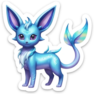 Shiny Nebulae Espeon-Lumineon-Vaporeon-Amaura-Glaceon-Dragonair-Fakémon-hybrid-creature (full body)  sticker