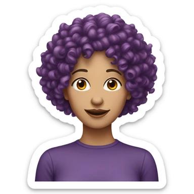European, purple curly hair, woman, middle-aged, nose ring. sticker