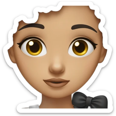 A brunette girl with black curly hair tied up and her eyes squinted sticker