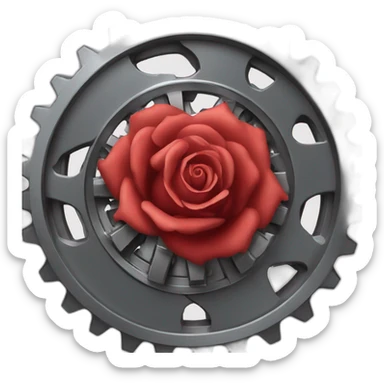Red Rose inside mechanical gear sticker