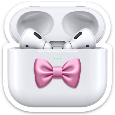 airpods max in white with pink bows sticker