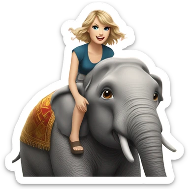 Taylor swift riding an elephant  sticker