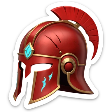 Ares legendary helmet object icon, ancient Greek helmet with glowing red runes, deep red energy glow, battle scars, epic fantasy style, 3D cartoon, mobile game icon style, centered, clean background, no text, no watermark

 sticker