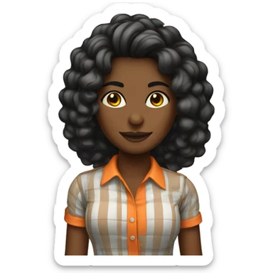 Mulher negra cabelo comprido camisa laranja sticker