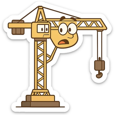 flat toon style grue de construction sticker