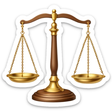 Scales of justice balanced with gavel sticker
