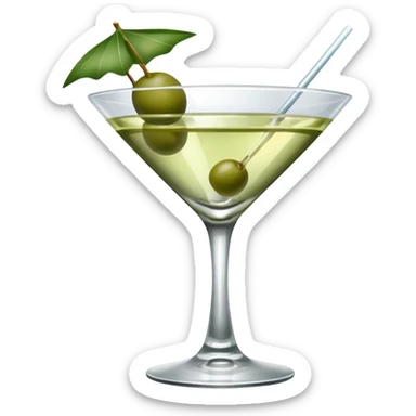 martini with 3 green khaki olives. liquid should be a bit more of a clear color. fancy  sticker