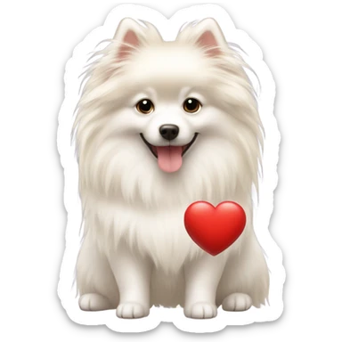 Girl blonde long hair white German spitz red heart sticker