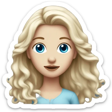 White girl with burgundy long hair and blue eyes sticker