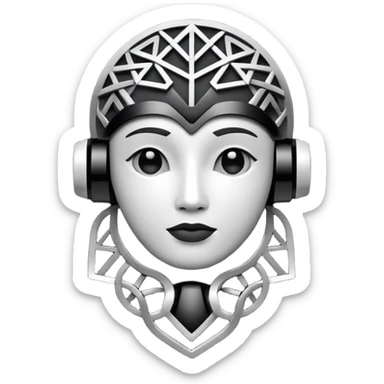 Create an emoji in which it is representing AI logo similarly like the logo of Chat GPT ,Gemini but different completely different and very professional not simple and try to make it in black and white colour sticker