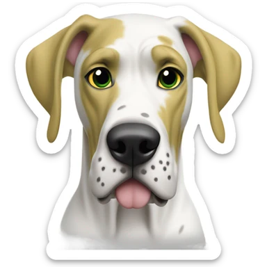 White Great Dane with Cropped Ears Greenbay Packer fan  sticker