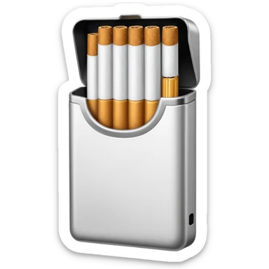 Minimalistic cigarette pack emoji, metallic black and white sticker