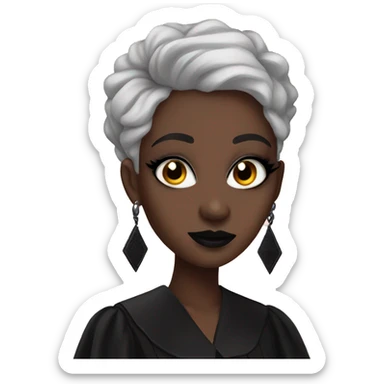 Black goth woman  in grad goth makeup  sticker