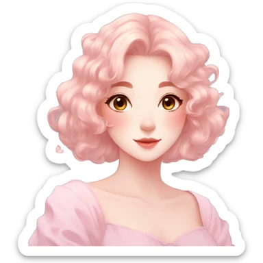 Gorgeous pastel anime style lady with blushing face and butterflies aesthetic trending style sticker