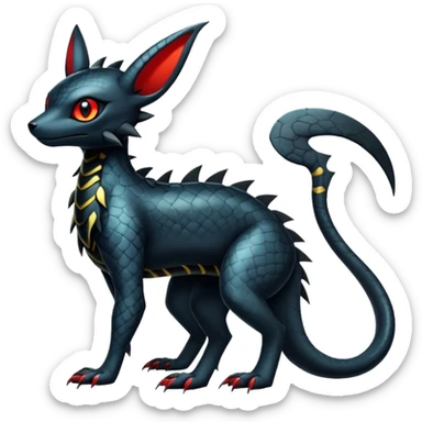 Modern Futuristic Scaly Cyber-Salandit-Umbreon-Litten-Hybrid (Full body) sticker