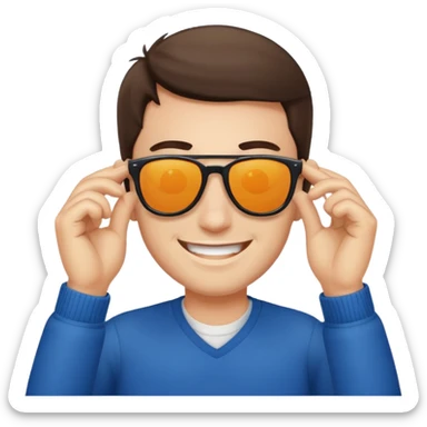 A guys taking of his sun glasses sticker