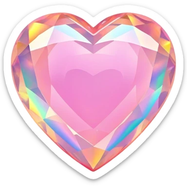 Heart cut pink fire opal gemstone with holographic rainbow plays of fire and brilliance sticker